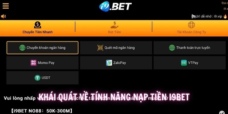 Thông tin cơ bản về tính năng thanh toán tiền nạp i9BET